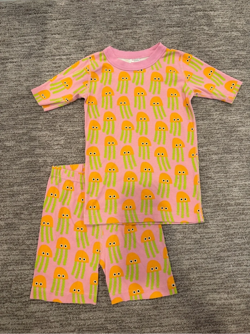 Hanna Andersson Size 10 140 Pink Jellyfish Short John Pajamas Set Organic Cotton